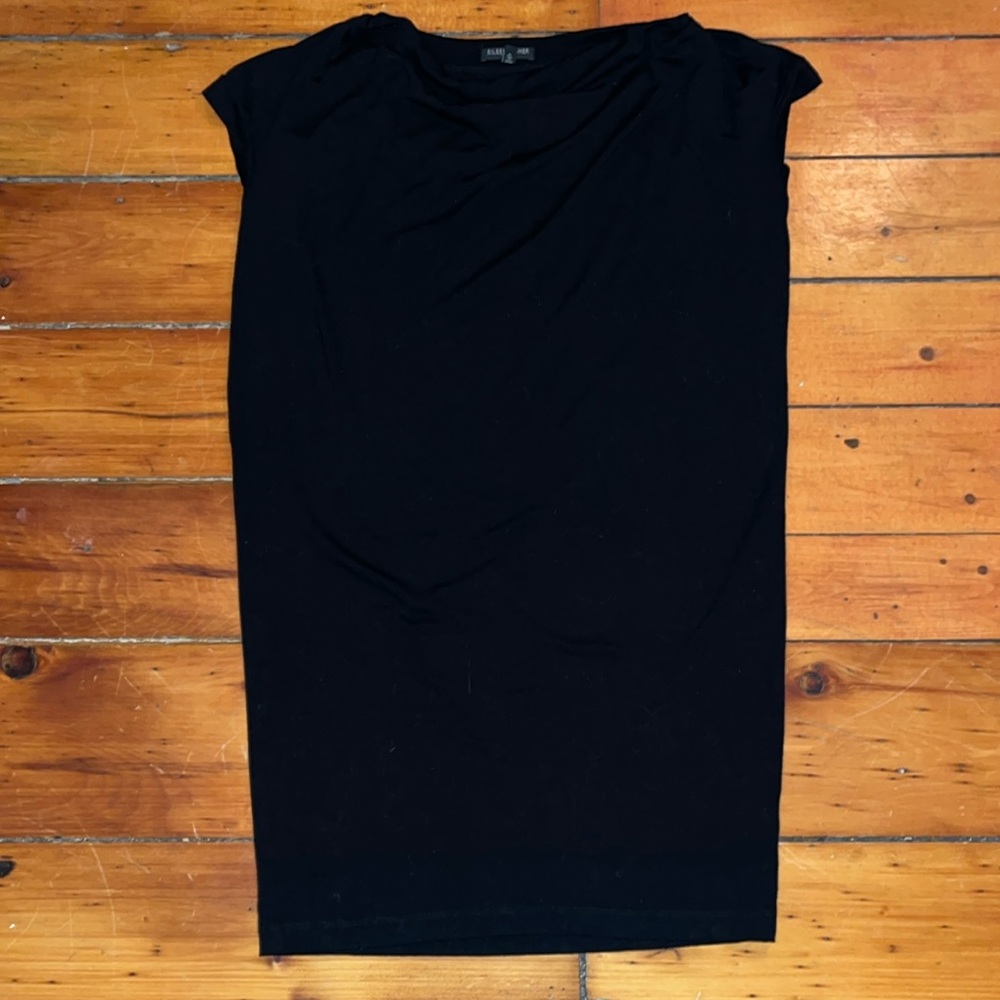 Eileen Fisher Black Cap-Sleeve Tunic Top